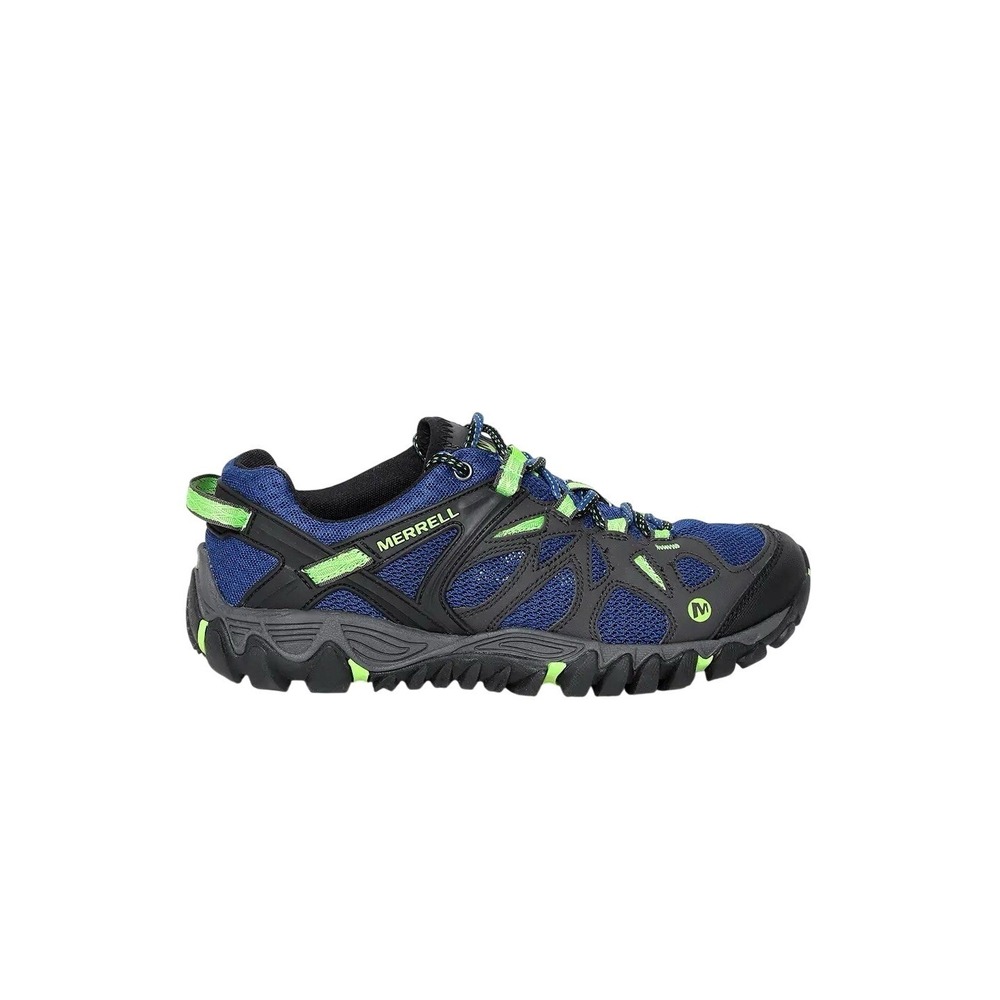 Merrell All Out Blaze Aero Sport Mens 12 Blue Green Hiking Shoes Vibram Low
